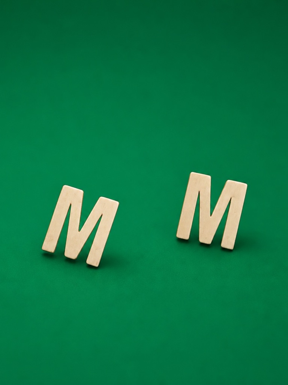 Silver stainless steel 316L Letter M Stud Earrings